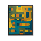 Bo Kaap Abstract Pattern in Moroccan Teal Ochre Olive Orange Mustard Framed Canvas Print Gallery Image 8