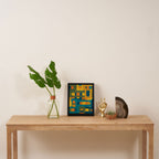 Bo Kaap Abstract Pattern in Moroccan Teal Ochre Olive Orange Mustard Framed Canvas Print Gallery Image 4