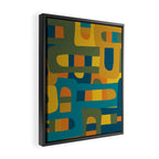 Bo Kaap Abstract Pattern in Moroccan Teal Ochre Olive Orange Mustard Framed Canvas Print Gallery Image 2