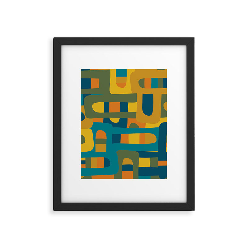 Bo Kaap Abstract Pattern in Moroccan Teal Ochre Olive Orange Mustard Framed Art Print Gallery Image 6