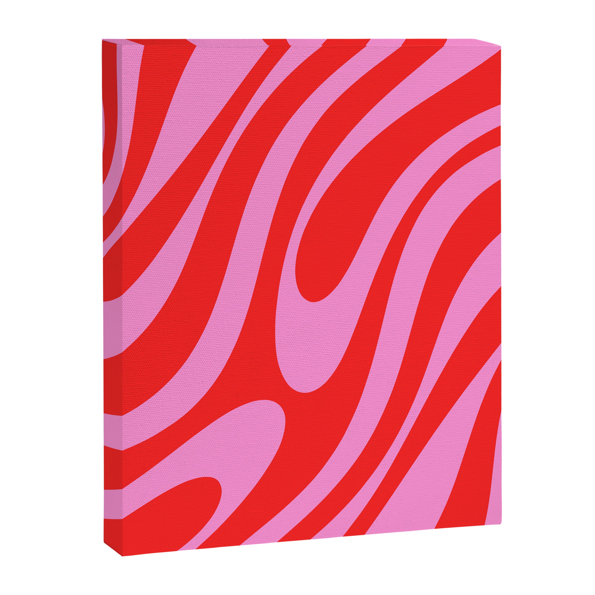 Bold Abstract Wavy Loops Pop Pattern in Preppy Pink and Red Canvas Print Gallery Image 8