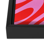 Bold Abstract Wavy Loops Pop Pattern in Preppy Pink and Red Framed Canvas Print Gallery Image 3