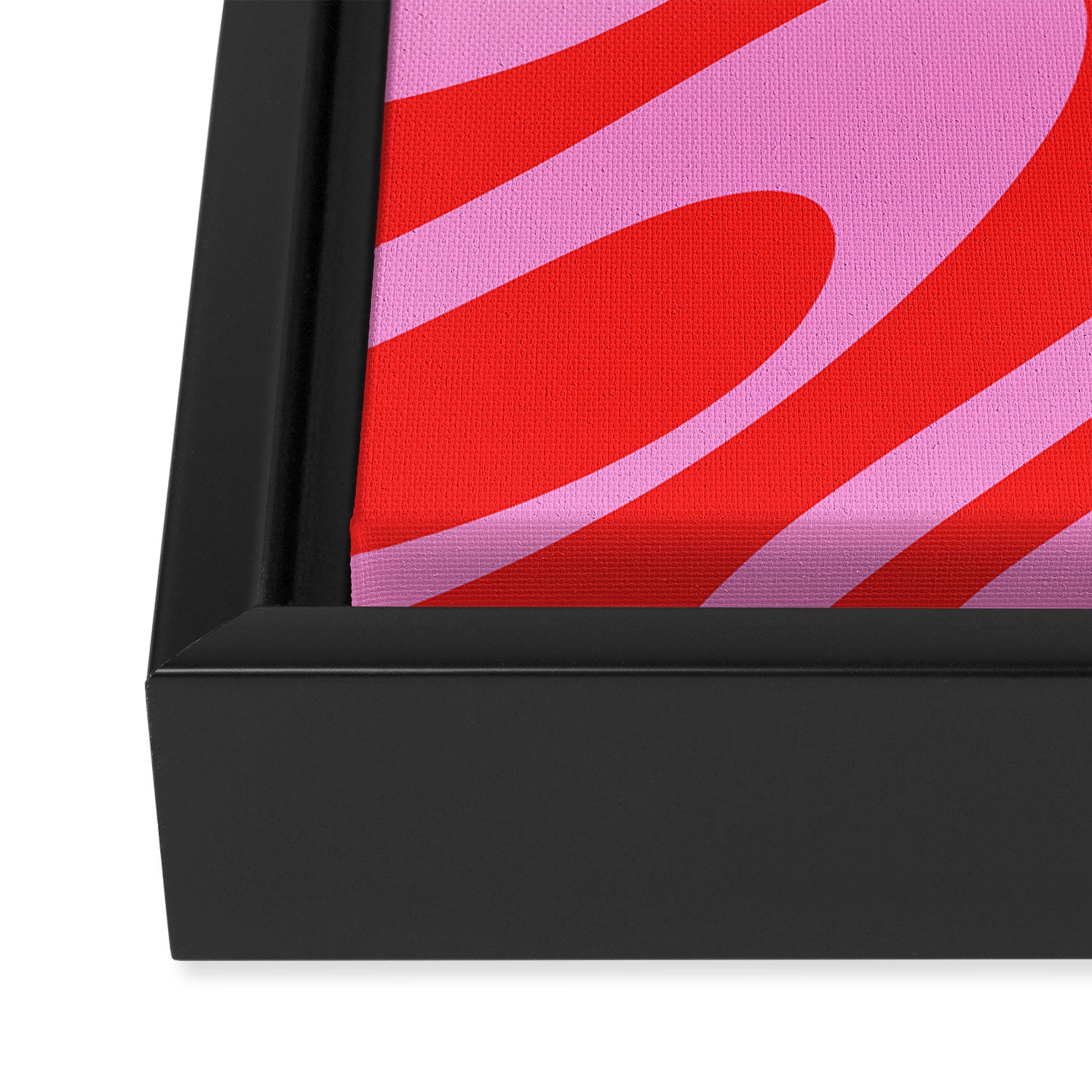 Bold Abstract Wavy Loops Pop Pattern in Preppy Pink and Red Framed Canvas Print Gallery Image 3