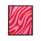 Bold Abstract Wavy Loops Pop Pattern in Preppy Pink and Red Framed Canvas Print Gallery Image 8