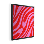 Bold Abstract Wavy Loops Pop Pattern in Preppy Pink and Red Framed Canvas Print Gallery Image 2