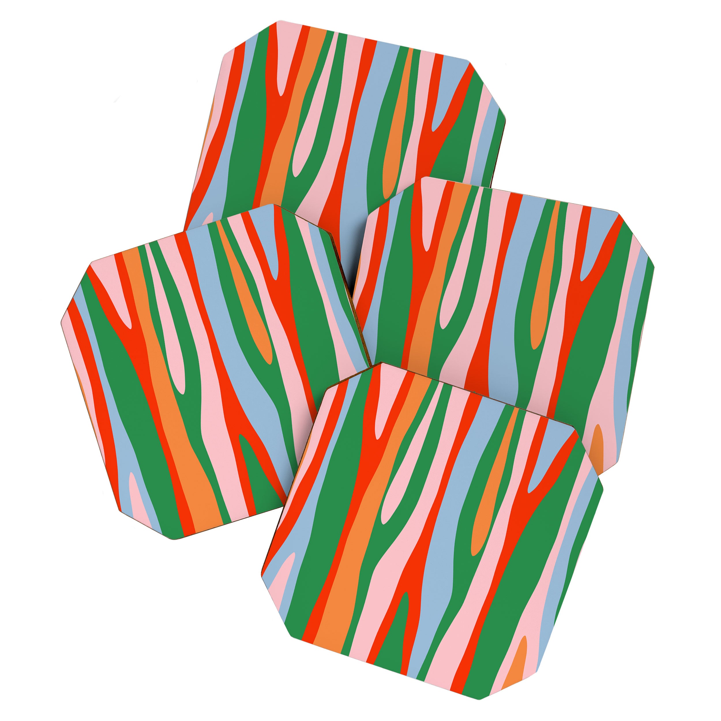 Bold and Colorful Abstract Wild Stripes Modern Multicolor Pattern Coaster Gallery Image 1