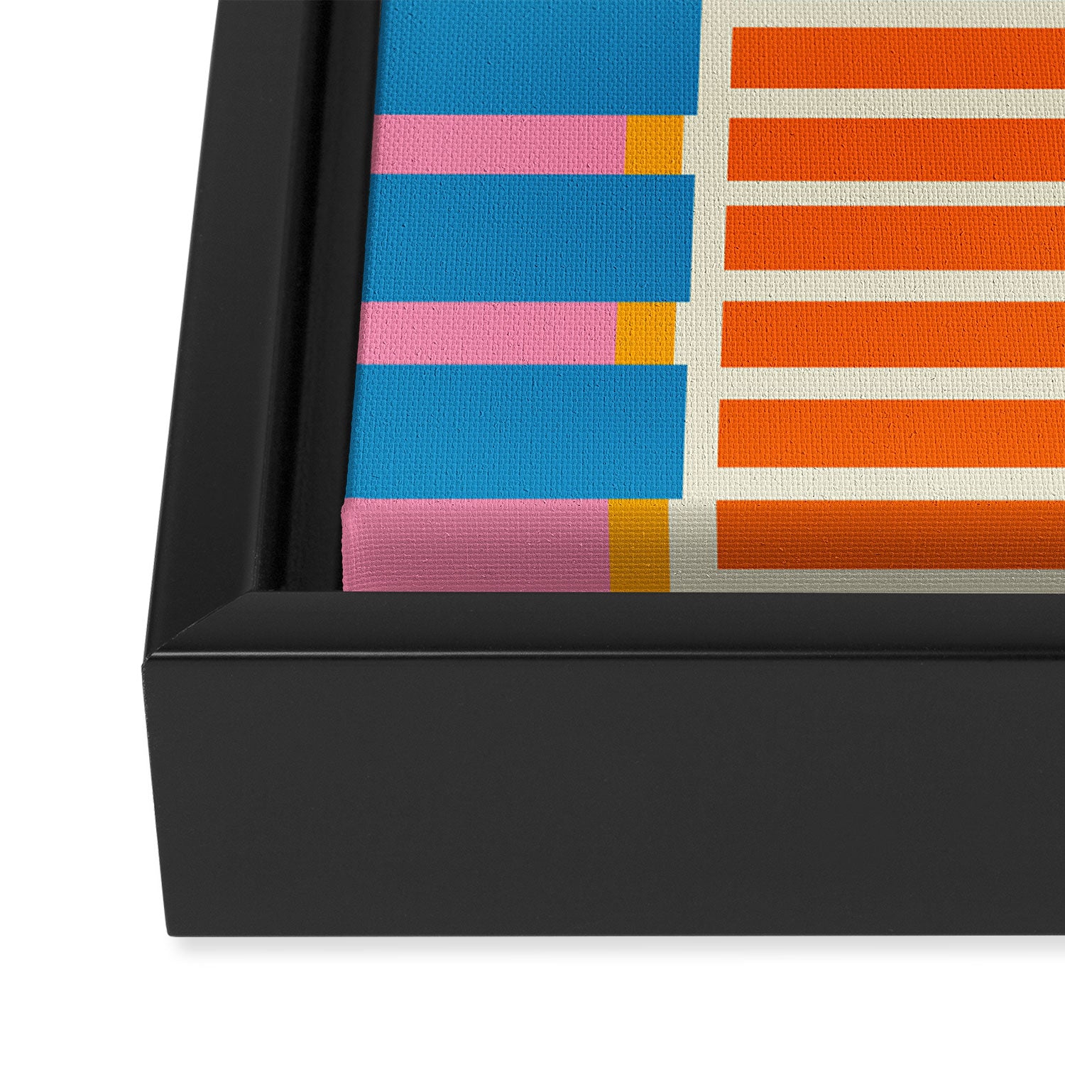 Bold and Colorful Block Stripes Pink Orange Blue Green Framed Canvas Print Gallery Image 3