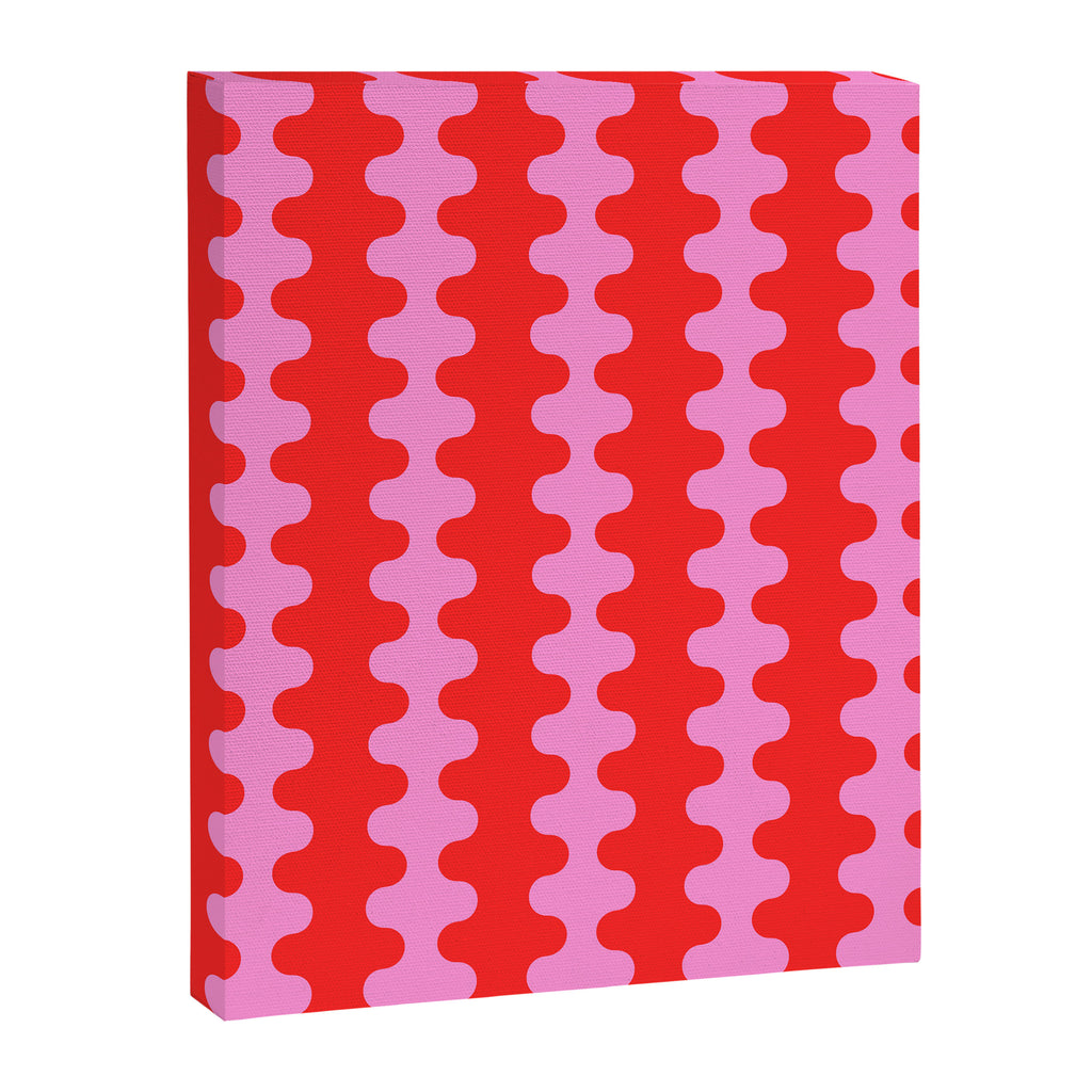 Bold and Colorful Ogee A-Go-Go Vivid Pop Stripes Pattern in Preppy Pink and Red Canvas Print Gallery Image 8