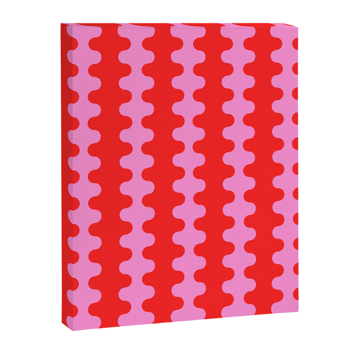 Bold and Colorful Ogee A-Go-Go Vivid Pop Stripes Pattern in Preppy Pink and Red Canvas Print Gallery Image 1