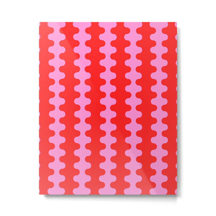 Bold and Colorful Ogee A-Go-Go Vivid Pop Stripes Pattern in Preppy Pink and Red Metal Print Gallery Image 1
