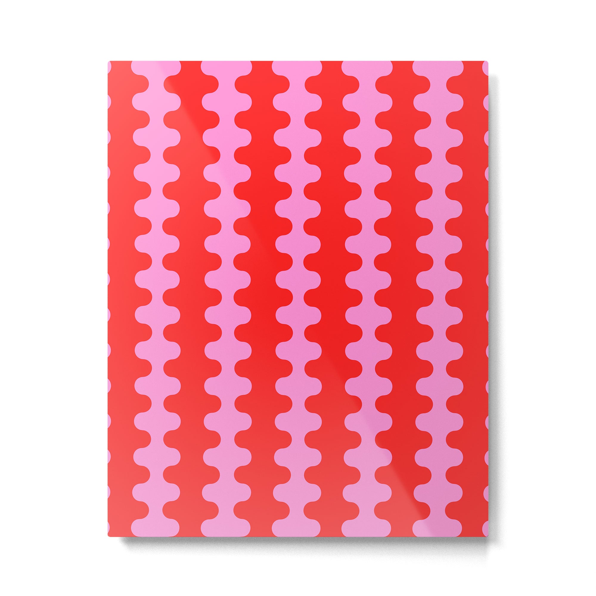 Bold and Colorful Ogee A-Go-Go Vivid Pop Stripes Pattern in Preppy Pink and Red Metal Print Gallery Image 6