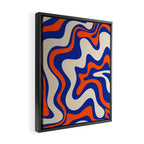 Bold and Groovy Retro Liquid Swirl Abstract Pattern Cobalt Blue and Orange Framed Canvas Print Gallery Image 2