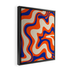 Bold and Groovy Retro Liquid Swirl Abstract Pattern Orange Cobalt Framed Canvas Print Gallery Image 2