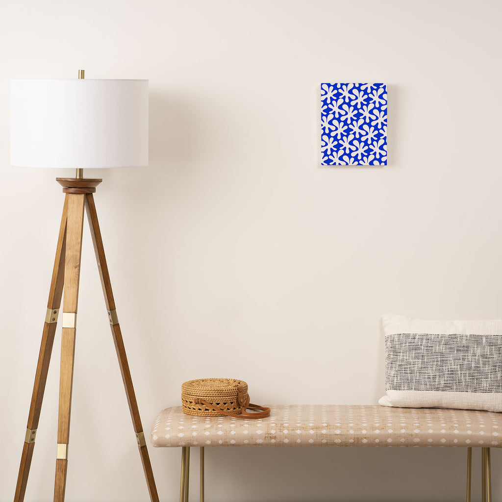 Bold Blue and White Funky Amoeba Dance Pattern Canvas Print Gallery Image 2