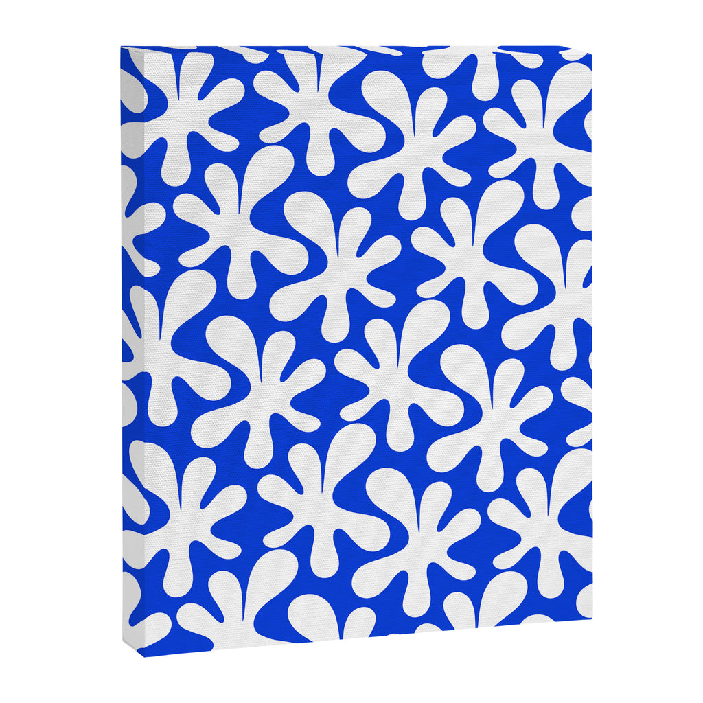 Bold Blue and White Funky Amoeba Dance Pattern Canvas Print Gallery Image 6