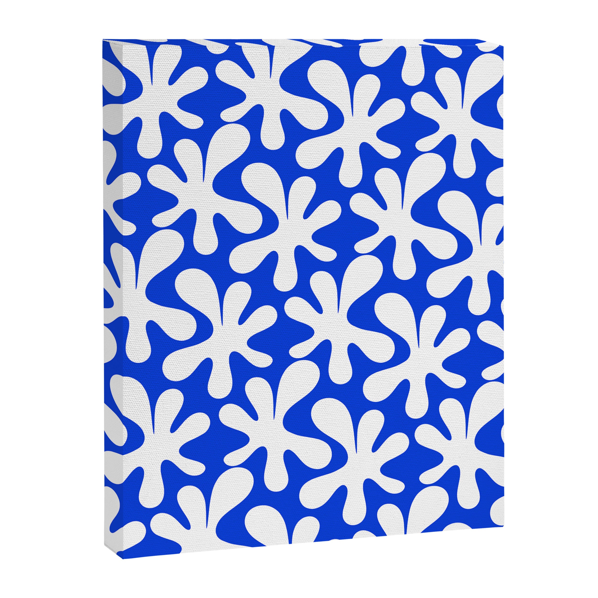 Bold Blue and White Funky Amoeba Dance Pattern Canvas Print Gallery Image 6