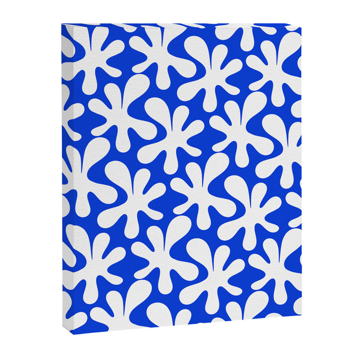 Bold Blue and White Funky Amoeba Dance Pattern Canvas Print Gallery Image 1