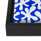 Bold Blue and White Funky Amoeba Dance Pattern Framed Canvas Print Gallery Image 3