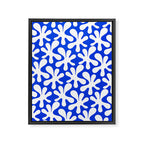 Bold Blue and White Funky Amoeba Dance Pattern Framed Canvas Print Gallery Image 6