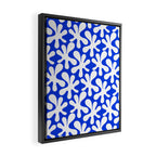 Bold Blue and White Funky Amoeba Dance Pattern Framed Canvas Print Gallery Image 2