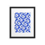 Bold Blue and White Funky Amoeba Dance Pattern Framed Art Print Gallery Image 5