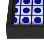 Bold Blue Dot Grid Retro Modern Pop Pattern on White Framed Canvas Print Gallery Image 3