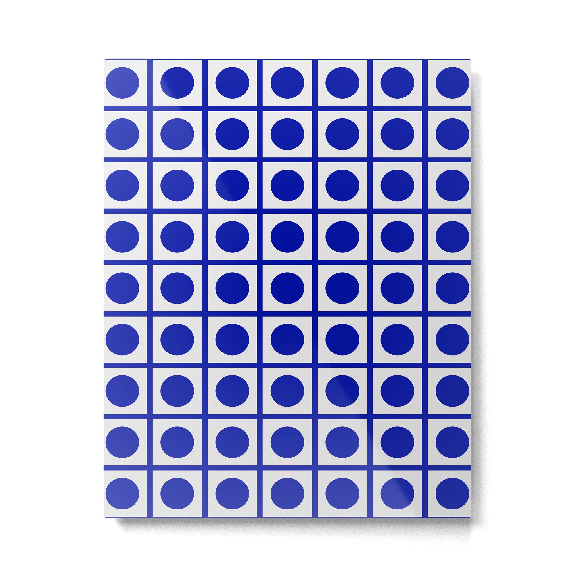 Bold Blue Dot Grid Retro Modern Pop Pattern on White Metal Print Gallery Image 6