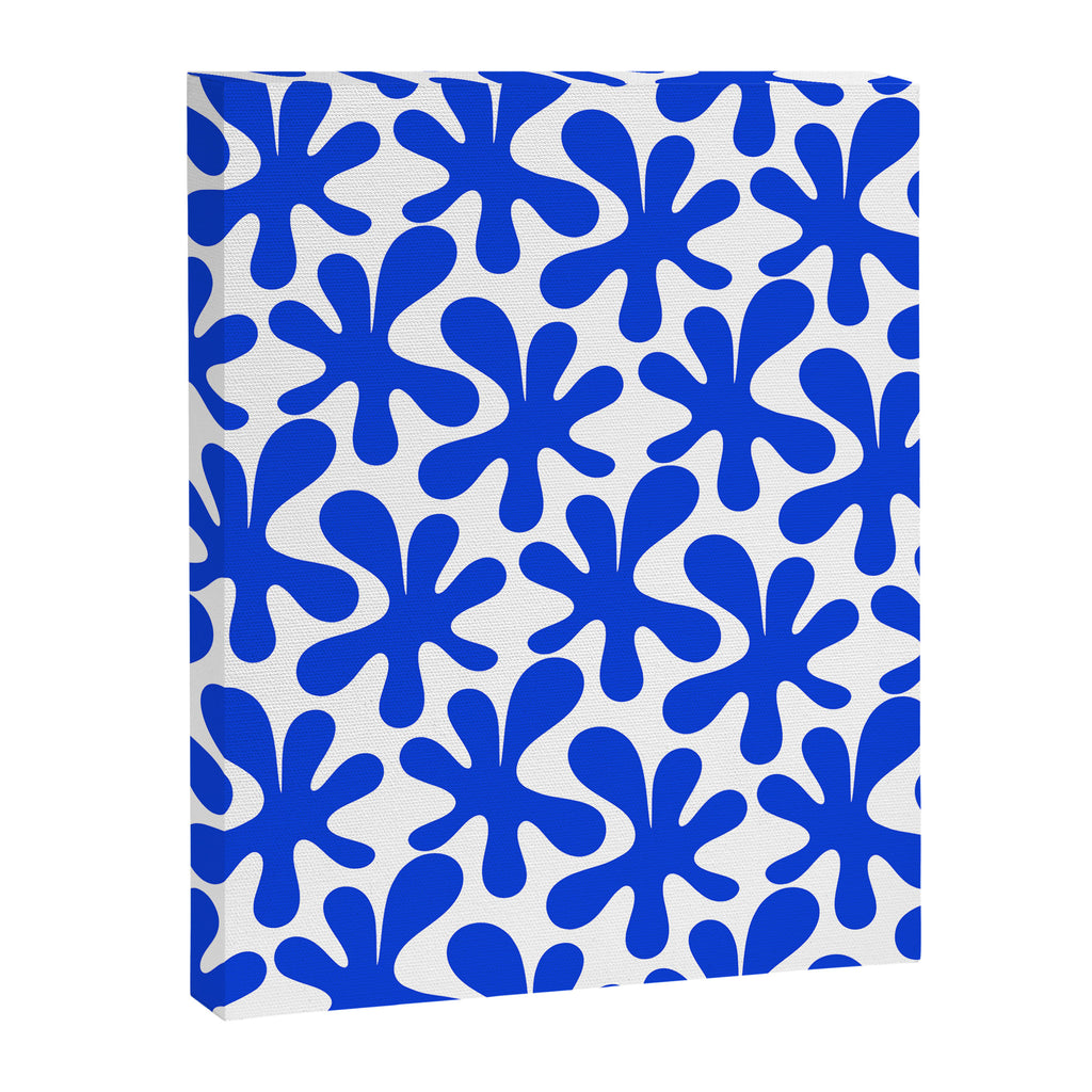 Bold Blue Funky Abstract Amoeba Dance Pattern on White Canvas Print Gallery Image 6