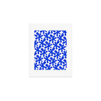 Bold Blue Funky Abstract Amoeba Dance Pattern on White Art Print Gallery Image 1