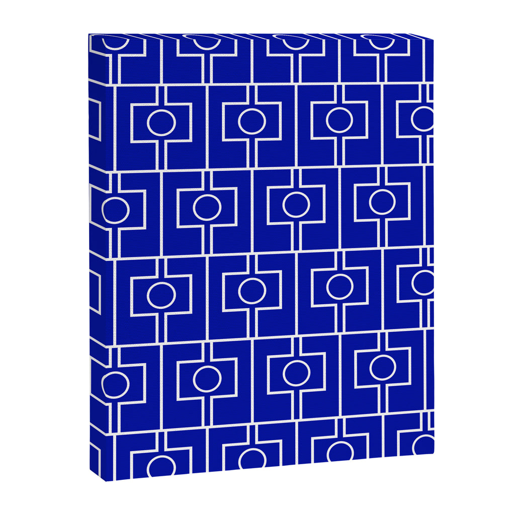 Bold Blue Geometric Mid Century Modern Rektangel Pattern Canvas Print Gallery Image 8