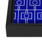 Bold Blue Geometric Mid Century Modern Rektangel Pattern Framed Canvas Print Gallery Image 3
