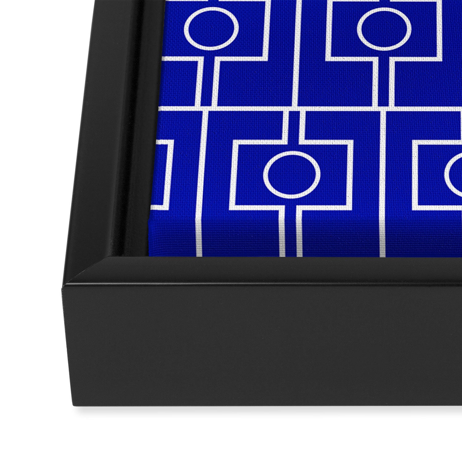 Bold Blue Geometric Mid Century Modern Rektangel Pattern Framed Canvas Print Gallery Image 3