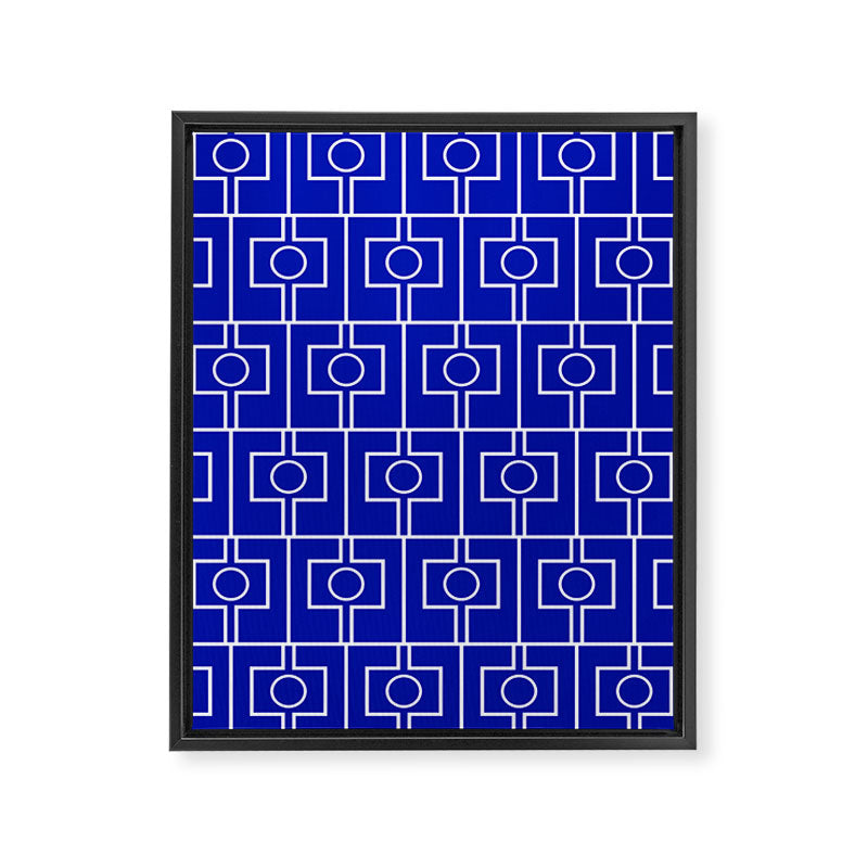 Bold Blue Geometric Mid Century Modern Rektangel Pattern Framed Canvas Print Gallery Image 8