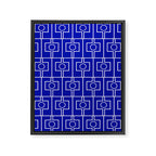 Bold Blue Geometric Mid Century Modern Rektangel Pattern Framed Canvas Print Gallery Image 8