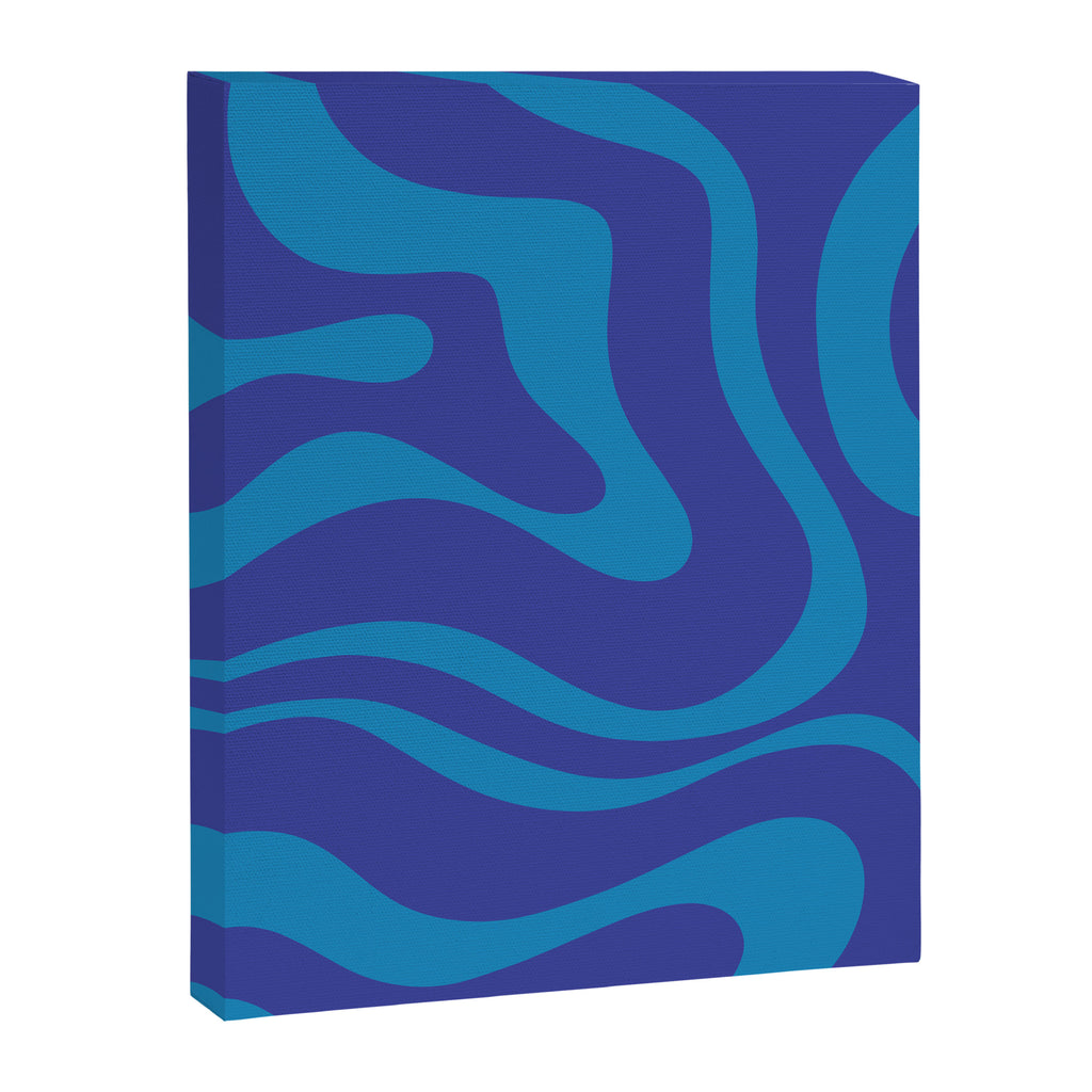 Bold Blue Modern Retro Liquid Swirl Abstract Pattern Canvas Print Gallery Image 8