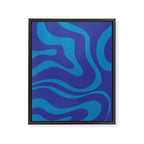 Bold Blue Modern Retro Liquid Swirl Abstract Pattern Framed Canvas Print Gallery Image 8