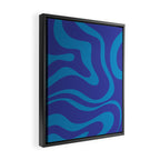 Bold Blue Modern Retro Liquid Swirl Abstract Pattern Framed Canvas Print Gallery Image 2