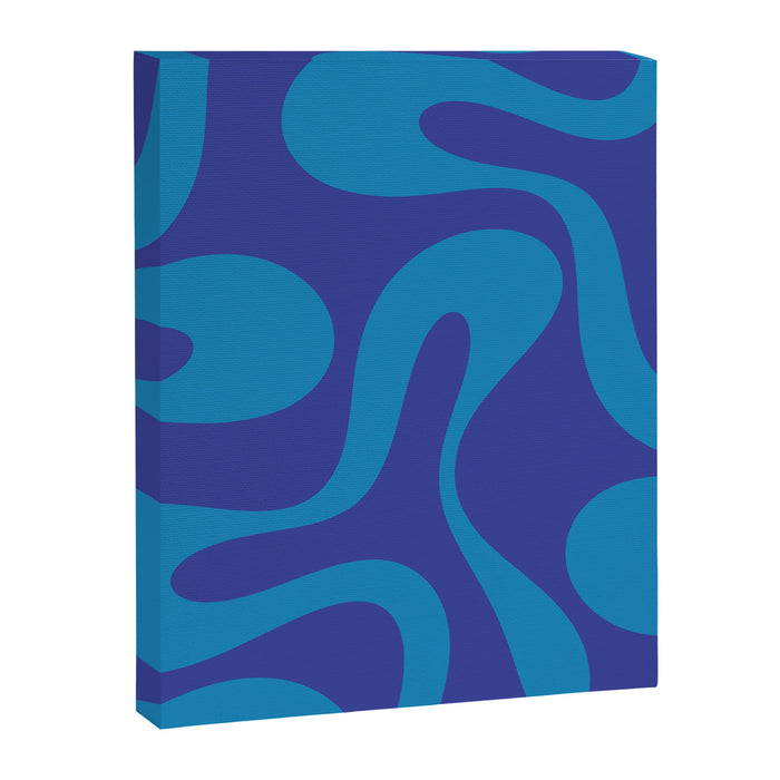 Bold Blue Soft Curves Retro Modern Abstract Pattern Canvas Print Gallery Image 1