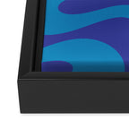 Bold Blue Soft Curves Retro Modern Abstract Pattern Framed Canvas Print Gallery Image 3