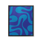 Bold Blue Soft Curves Retro Modern Abstract Pattern Framed Canvas Print Gallery Image 8