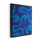 Bold Blue Soft Curves Retro Modern Abstract Pattern Framed Canvas Print Gallery Image 2