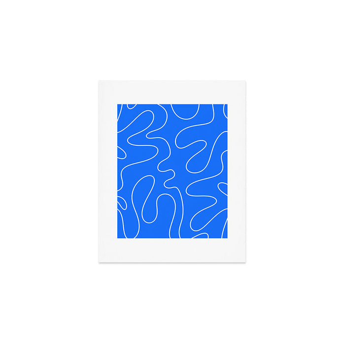 Bold Blue Squiggle Abstract Pattern Art Print Gallery Image 1