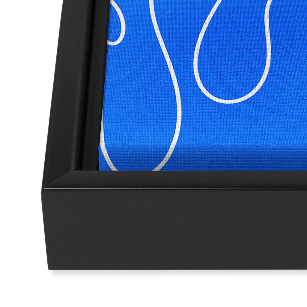 Bold Blue Squiggle Abstract Pattern Framed Canvas Print Gallery Image 3