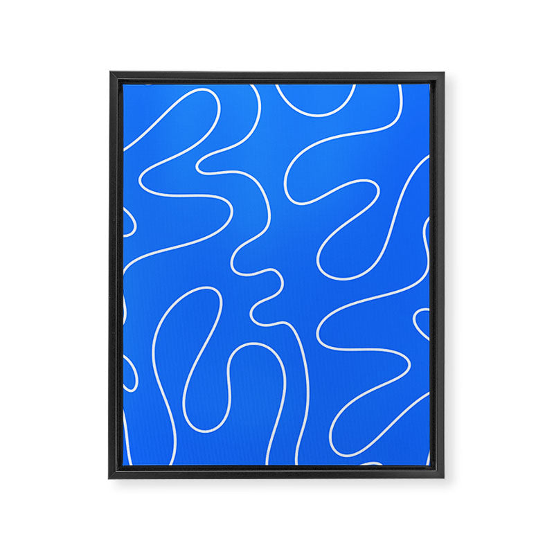 Bold Blue Squiggle Abstract Pattern Framed Canvas Print Gallery Image 8