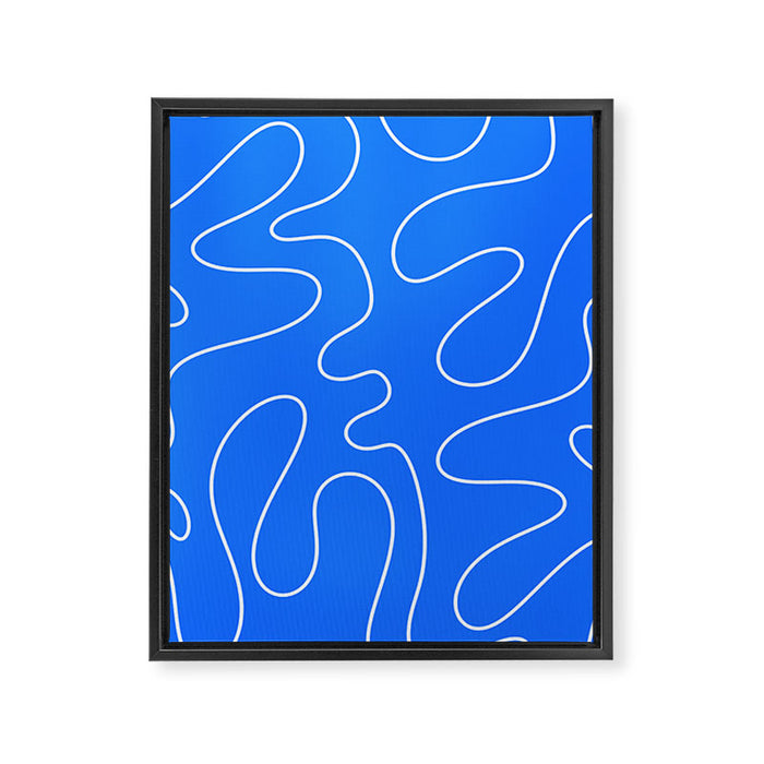 Bold Blue Squiggle Abstract Pattern Framed Canvas Print Gallery Image 1