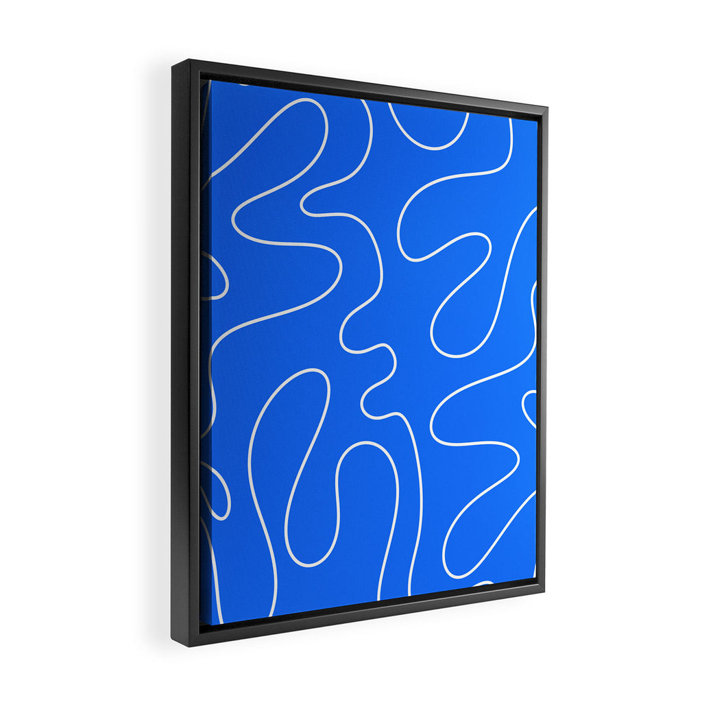 Bold Blue Squiggle Abstract Pattern Framed Canvas Print Gallery Image 2