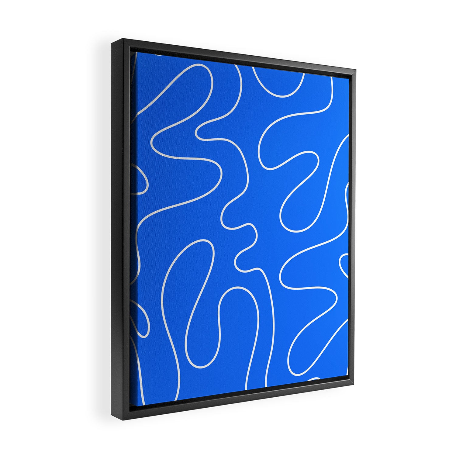 Bold Blue Squiggle Abstract Pattern Framed Canvas Print Gallery Image 2