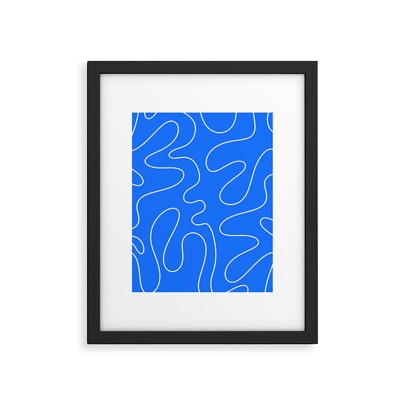 Bold Blue Squiggle Abstract Pattern Framed Art Print Gallery Image 6