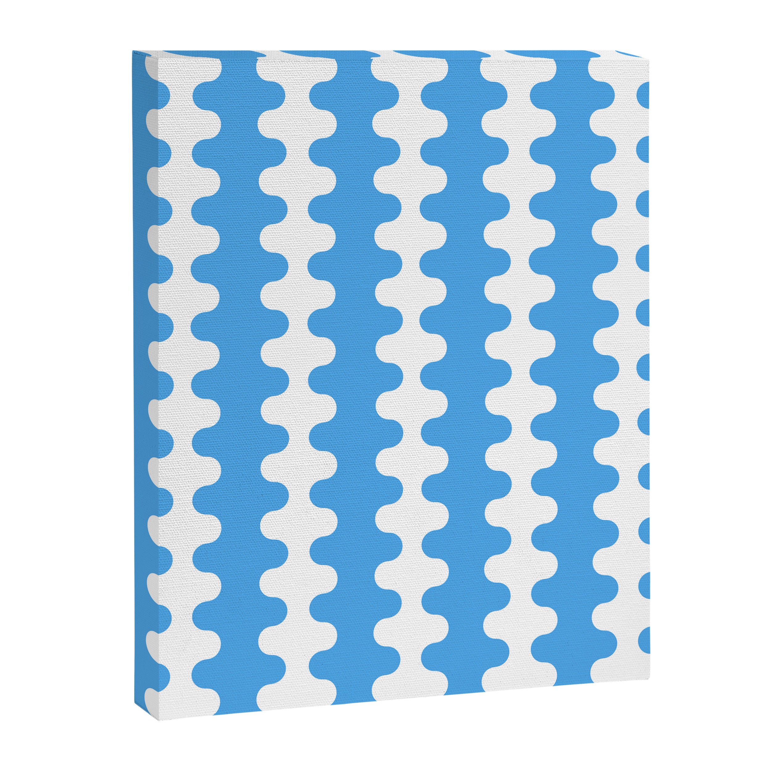 Bold Blue Wavy Stripes Ogee A-Go-Go Contemporary Pattern Canvas Print Gallery Image 8