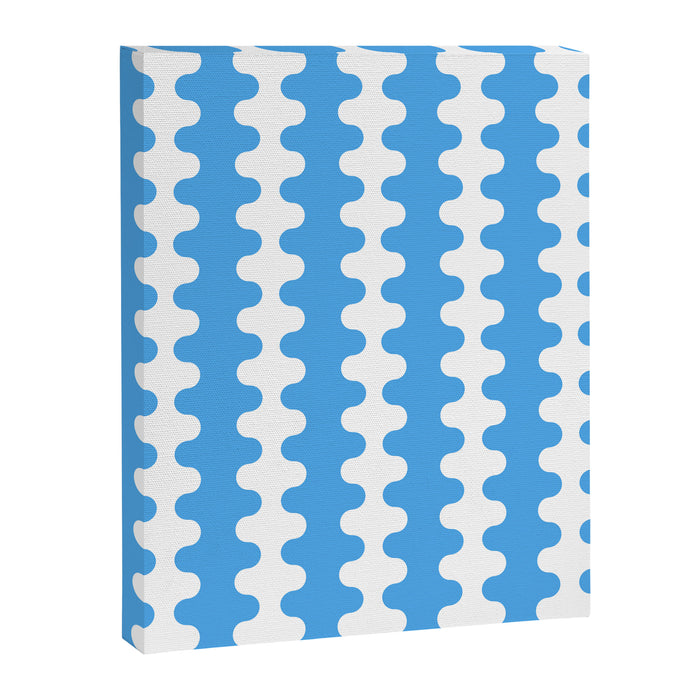 Bold Blue Wavy Stripes Ogee A-Go-Go Contemporary Pattern Canvas Print Gallery Image 1